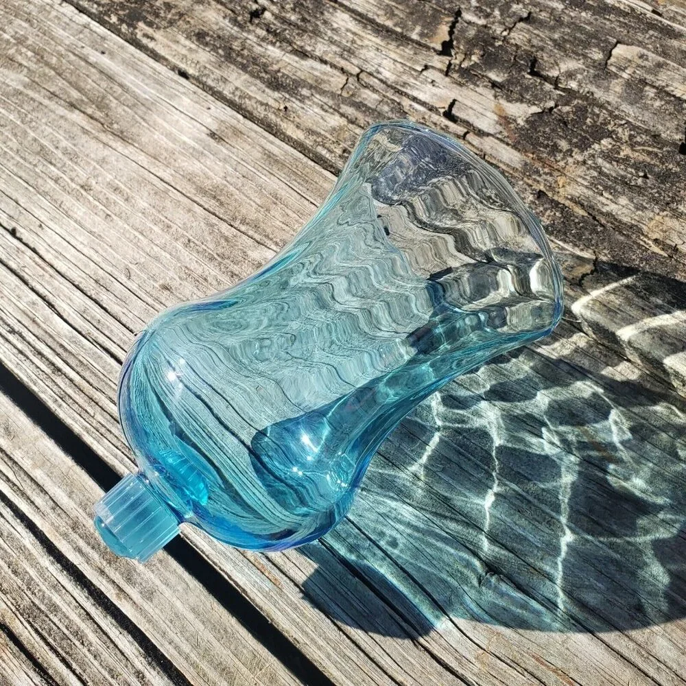 Vintage Homco Glass Votive Sconce Cup Candle Holder Peg Tall‎ Blue Swirl